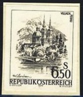 AUSTRIA (1977) Holy Cross Church, Villach, Carinthia. Black Print. Scott No 968, Yvert No 1378. - Probe- Und Nachdrucke