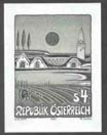 AUSTRIA (1983) Evening Sun In Burgenland. Black Print, Painting By Kumpf. Scott No 1257, Yvert No 1583. - Essais & Réimpressions