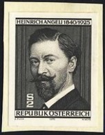 AUSTRIA (1975) Heinrich Angeli. Black Print. Scott No 1023, Yvert No 1323. Well Known Portrait Painter. - Probe- Und Nachdrucke