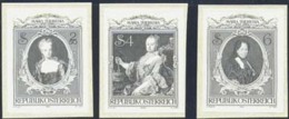 AUSTRIA (1980) Maria Theresa. Set Of 3 Black Prints. Scott Nos 1149-51, Yvert No 1467-9. - Proeven & Herdruk