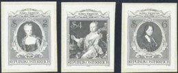 AUSTRIA (1980) Maria Theresa. Set Of 3 Black Prints. Scott Nos 1149-51, Yvert No 1467-9. - Prove & Ristampe