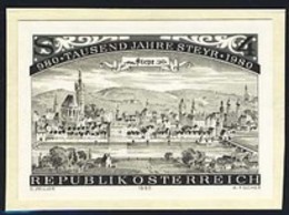 AUSTRIA (1980) Steyr. Black Print. Scott No 1156, Yvert No 1474. Etching From 1693. - Prove & Ristampe