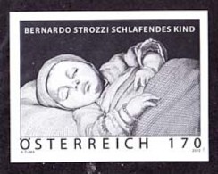 AUSTRIA (2012) Sleeping Child. Black Print. Painting By Strozzi. - Proofs & Reprints