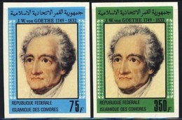 COMORO ISLANDS (1982) Goethe. Set Of 2 Imperforates. Scott Nos 549-50, Yvert Nos 366-7. - Andere & Zonder Classificatie