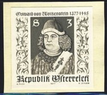 AUSTRIA (1977) Oswald Von Wolkenstein. Black Print. Scott No 1052, Yvert No 1370. - Proeven & Herdruk