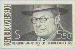 AUSTRIA (1997) Theodor Kramer. Black Print. Scott No 1715, Yvert No 2037. - Proeven & Herdruk