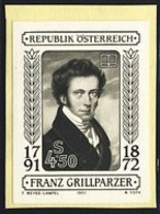 AUSTRIA (1991) Franz Grillparzer. Black Print. Scott No 1525, Yvert No 1842. - Proeven & Herdruk