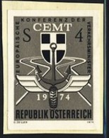 AUSTRIA (1974) Emblem. Black Print. Scott No 995, Yvert No 1286. Centenary Of Transport Ministry. - Proofs & Reprints