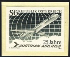 AUSTRIA (1983) Jet. Black Print. Scott No 1236, Yvert No 1563. 25th Anniversary Austrian Airlines. - Proofs & Reprints