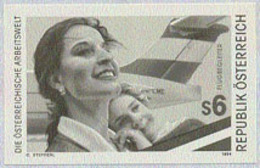 AUSTRIA (1995) Flight Attendants. Black Print. Scott No 1664, Yvert No 1971. - Proeven & Herdruk