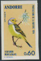 ANDORRA (1974) Citril Finch. Mistletoe. Imperforate. Scott No 228, Yvert No 240. - Other & Unclassified
