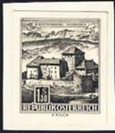 AUSTRIA (1967) Schattenburg Castle. Black Print. Scott No 695, Yvert No 955aa. - Proofs & Reprints