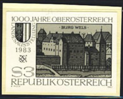 AUSTRIA (1983) Wels Castle. Coat Of Arms. Black Print. Scott No 1238, Yvert No 1565. - Proeven & Herdruk
