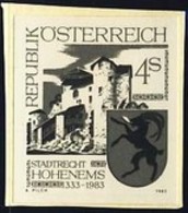 AUSTRIA (1983) Hohenems. Black Print. Scott No 1243, Yvert No 1570. 650th Anniversary. - Proeven & Herdruk
