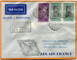 DAHOMEY LETTRE PAR AVION AVEC CACHET "ENTIEREMENT TRANSPORTE PAR AVION" + CACHET "....AEROMARITIME 1er VOYAGE MARS 1937" - Briefe U. Dokumente