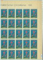 84267 - COLOMBIA - Benefical STAMPS - TUBERCULOSIS Full Sheet Of 100!  1950 - Colombie