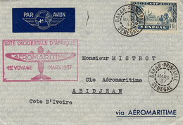 Mars 1937- AEROMARITIME - Env. De DAKAR -NIAMEY Escale D'Abidjian - Saulgrain 62 A - Storia Postale