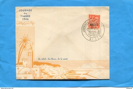 Marcophilie- Algérie  Enveloppe Illustrée Soleil Fleur Et Santé -JOURNEE Du TIMBRE Cad 29 Juil 1946 - Lettres & Documents