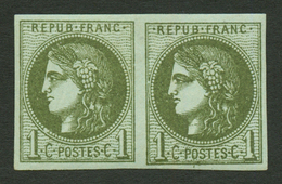 1c BORDEAUX (n°39) Superbe Paire Neuve * (trace Charnière Imperceptible). Trés Frais. Signé SCHELLER. - 1870 Ausgabe Bordeaux