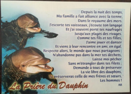 Mini Carte La Prière Du Dauphin, Texte Signé AR, éd Valoire-Estel, Photo Estel, Non écrite (10,5 X 7,5) - Dauphins