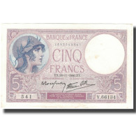 France, 5 Francs, Violet, 1940-11-28, SUP, Fayette:4.15, KM:83 - 5 F 1917-1940 ''Violet''