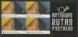 ESPAÑA /SPAIN /SPANIEN /ESPAGNE - EUROPA 2020-"ANTIGUAS RUTAS POSTALES-ANCIENT POSTAL ROUTES"-BLOC De 4 -CH- Logo EUROPA - 2020