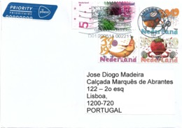 Netherlands Cover To Portugal With Fruits Stamps - Lettres & Documents