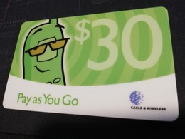 BARBADOS   $ 30 ,- PAY AS YOU GO GREEN    Prepaid  THICK CARD      Fine Used Card  ** 2071 ** - Barbados