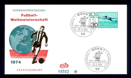 GERMANY 1974 - Commemorative Envelope For The World Cup In West Germany, Commemorative Cancel And Stamp. - 1974 – Alemania Occidental