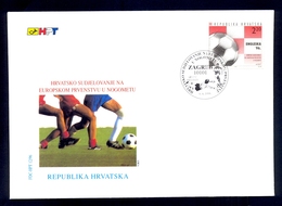 CROATIA 1996 - FDC For European Championship In England 1996. Commemorative Cancel And Stamp. - Championnat D'Europe (UEFA)