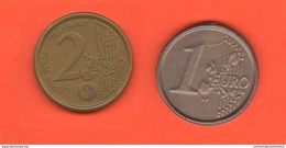 2 Gettoni Tokens Pièce De Monnaie FAKE EURO Coins Tokens Plastic Plastica Plastique - Monetary/Of Necessity