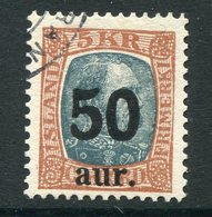 ICELAND 1925 50 Aur. On 5 Kr.surcharge Used.  Michel 113 - Usados