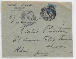 ESPAGNE - 1905 - PERFORE / PERFIN ! Du CREDIT LYONNAIS Sur ENVELOPPE De BARCELONA => LYON - Storia Postale