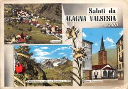 8147 " SALUTI DA ALAGNA VALSESIA M. 1205 " 3 VEDUTE-STELLE ALPINE-ANIMATA-CARTOLINA POSTALE ORIG. SPED. - Souvenir De...