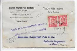 BULGARIE - 1937 - PERFORE / PERFIN ! BANQUE GENERALE De BULGARIE / CP De SOPHIA =>CARLA De ROQUEFORT - PUB FOIRE PLOVDIV - Covers & Documents