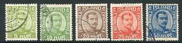 ICELAND 1921 Christian X Definitives In Changed Colours, Used.  Michel 99-103 - Gebraucht