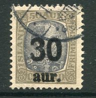 ICELAND 1925 30 Aur. On 50 Aur. Surcharge Used.  Michel 112 - Used Stamps