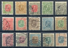 ICELAND 1907-08 Christian IX And Frederik VIII Definitive Set Used.  Michel 48-62 - Used Stamps