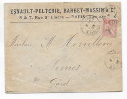 1903 - MOUCHON PERFORE / PERFIN ! ESNAULT-PELTERIE, BARBET-MASSIN Sur ENVELOPPE De PARIS => NIMES - Otros & Sin Clasificación