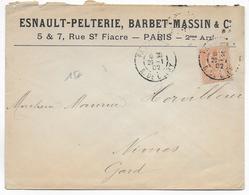 1902 - MOUCHON PERFORE / PERFIN ! ESNAULT-PELTERIE, BARBET-MASSIN Sur ENVELOPPE De PARIS => NIMES - Autres & Non Classés