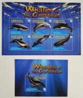 Grenada Carriacou 2010 Whales Of The Caribbean Marine Life Block & S/S MNH - Baleines