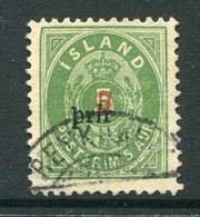 ICELAND 1897 3a. On 5a.perforated 12¾ Surcharge Type I Word And Numeral  Used.  Michel 18 B I - Oblitérés