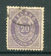 ICELAND 1876 Arms Definitive 20 Aur.  Used.  Michel 10 Aa - Usados