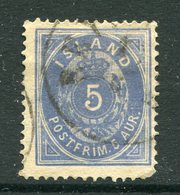 ICELAND 1876 Arms Definitive 5 Aur. Perforated 14:13½ Used.  Michel 6 A - Usati