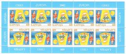Latvia 2002 .  Europa 2002 (Circus). Sheetlet Of 10 (5 T-b Pairs).   Michel # 568  KB - Lettonie