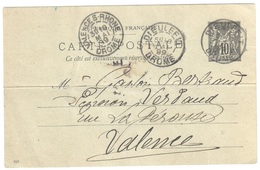 DIEULEFIT Drôme 10c Sage Carte Postale Entier Millésime 849 Storch G10 Yv 89-CP5 Défaut Pliée Par Le Milieu Ob 1899 - Standard Postcards & Stamped On Demand (before 1995)