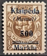 MEMEL / KLAIPEDA 1923 - MNH - Mi 134 - 500M/1L - Memel