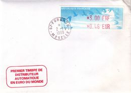 France - Lettre De 1999 - Oblit Forbach - Premier Timbre Distributeur En Euro - 1990 Type « Oiseaux De Jubert »