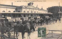 Sète Cette           34        Extérieur Gare Des Voyageurs Et Tramways Céttois         (voir Scan) - Sete (Cette)