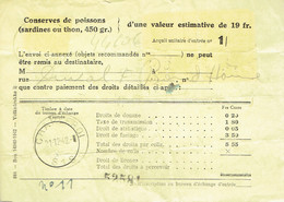 Guerre 40/45 Bordereau Ticket De Rationnement "conserves De Poissons" Avec Timbres Fiscaux (Charleroi, 21/12/1942) - 1900 – 1949